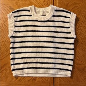 By Together White and Black Striped Knit Tank Top